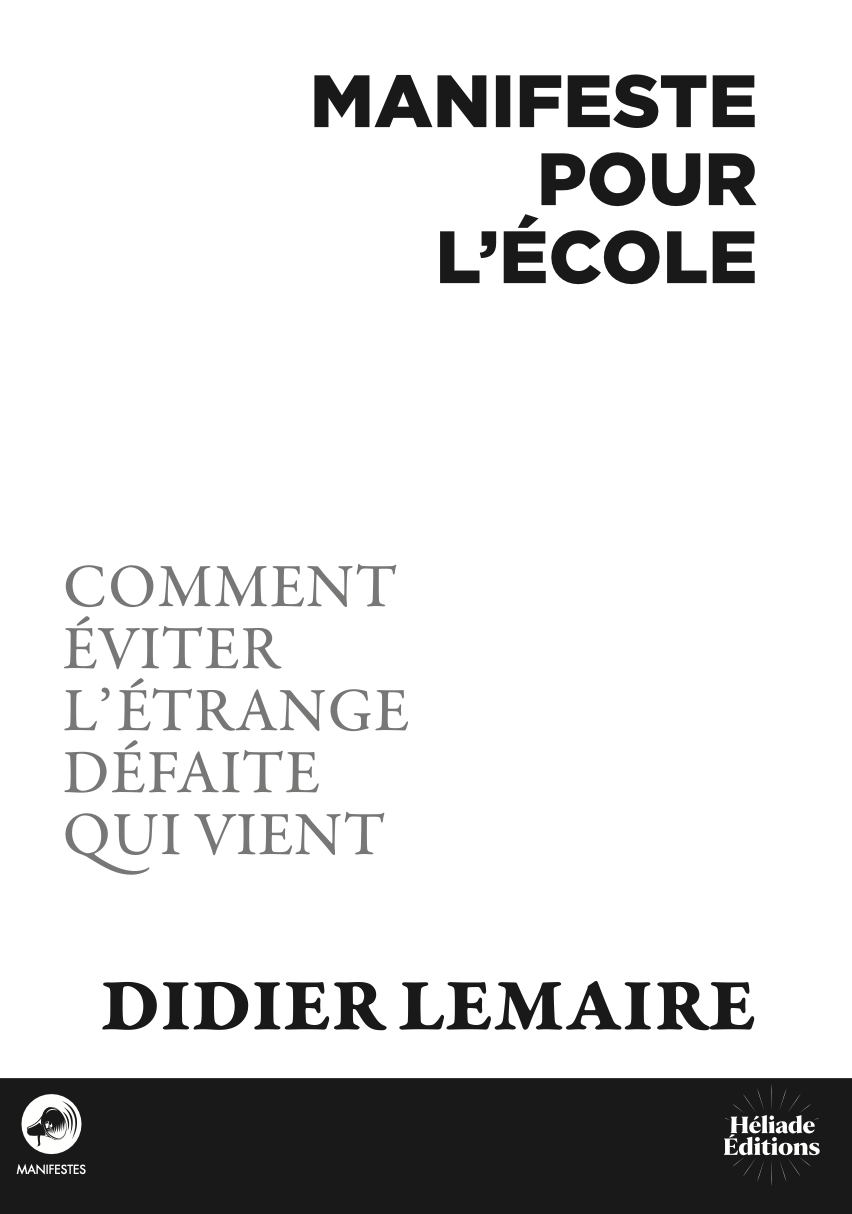 Couverture Manifeste pour l'école